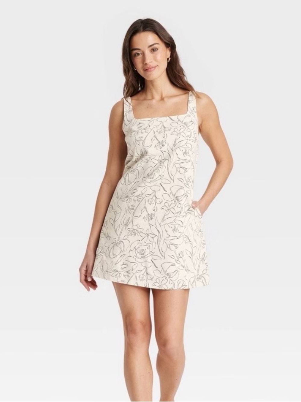 a new day Cream Floral Square-Neck Mini Dress